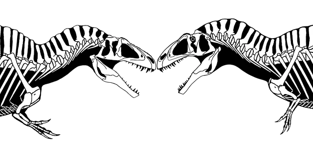 Skeletal reconstruction of Acrocanthosaurus in left lateral view, showing the tall neural spines along the back