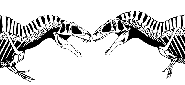 Skeletal reconstruction of Acrocanthosaurus in left lateral view, showing the tall neural spines along the back